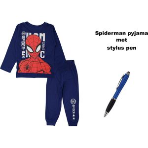Spiderman - Marvel - Pyjama - Donkerblauw met Stylus Pen. Maat 92 cm / 2 jaar.