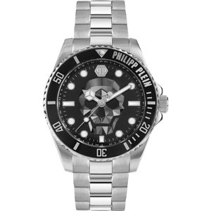 Philipp Plein The $Kull Diver PWOAA0522 Horloge - Staal - Zilverkleurig - Ø 44 mm