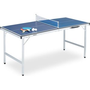 Relaxdays tafeltennistafel indoor - pingpongtafel inklapbaar - tafeltennis set - blauw