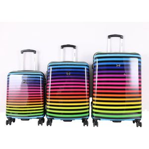 Saxoline Kofferset 3 Delig - Reiskoffer Set - Harde Kofferset - Trolleyset - Color Strip Assorted- Color Strip Assorted