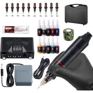 P&P Goods® Bodycare - Tattoo Machine - Tattoo pen - Tattoo Set - Complete set voor beginners & gevorderden - Tattoo Machine Pen - Cartridges - Naalden - Zelf Tatoeëren Kit