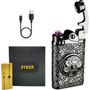 Florid USB Aansteker - Oplaadbaar - Plasma Ansteker - Dubbele Boog - Dames en Heren - Geschenkverpakking - Zwart