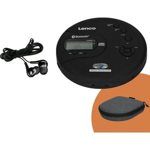 Lenco CD-300BK Discman + PBC-50GY - Draagbare Bluetooth CD-MP3 Speler met ingebouwde Powerbank case