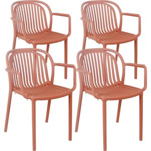 Oviala - Set van 4 terracotta kunststof fauteuils