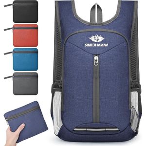 Opvouwbare ultralichte trekkingrugzak 16 L waterdicht - kleine reisrugzak voor dames en heren - outdoor wandelen kamperen - Donkerblauw