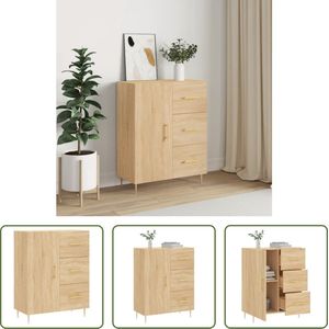 The Living Store Dressoir s - Dressoir - 69.5 x 34 x 90 cm - Sonoma eiken - Bewerkt hout en metaal