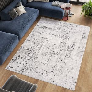 Tapiso Lotus Vloerkleed Laagpolig Antraciet Woonkamer Modern Tapijt Maat- 200x300