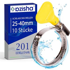 Roestvrijstalen slangklemmen - Industrieel - 25-40 mm - 9 mm band - geel - 10 stuks