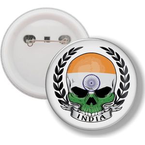 Button Met Speld - Schedel Vlag India