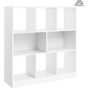 MIRA Home - Boekenrek - Vakkenkast - Boekenkast wit - 8 compartimenten - Hout - 97.5x30x100