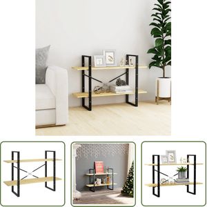 The Living Store Boekenkast met 2 schappen 100x30x70 cm massief grenenhout - Boekenkast - Houten Boekenkast - Industrieel Design - Massief Hout - Grenenhout
