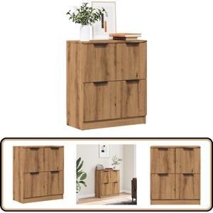 vidaXL Dressoir - 60x30x70 cm - Bewerkt hout - Eikenkleur Dressoir - Houten Dressoir - Salontafel - Opbergmeubel - Livingroom Furniture