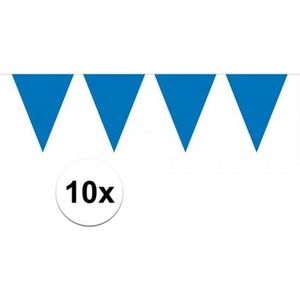 10x vlaggenlijn / slinger blauw 10 meter - totaal 100 meter - slingers