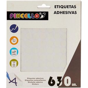 Pincello Etiketten Zelfklevend Rond 13 Mm Papier Wit 630 Stuks