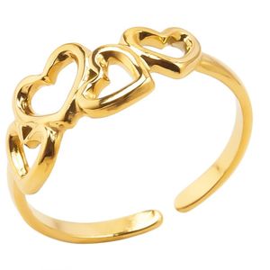 Plux Fashion Hartje Ring - Goud - Verstelbare Ring - Stainless Steel - Dames - Sieraden - Gold Ring - Adjustable Ring - Heart Ring - Sieraden Cadeau - Luxe Style - Duurzame Kwaliteit - Valentijn