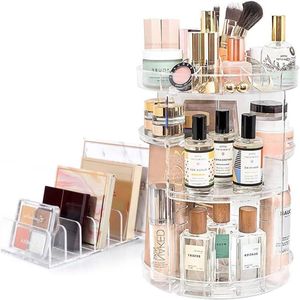 Makeup Organizers Set - 360 Rotating and 7 Slot Storage Organizer