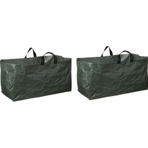 2x Groene vierkante kofferbak tuinafval/afvalzakken opvouwbaar 225 liter - Tuinafvalzakken - Tuin schoonmaken/opruimen - Tuinonderhoud