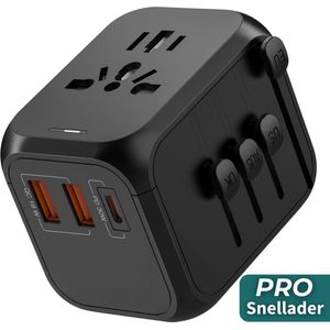 Volture® Reisstekker Pro - 180+ landen - Snellader - 2x USB-A & 1x USB-C - Wereldstekker universeel - Reisadapter - Engeland - Type G - Amerika - Type B - Italië - Type F,L