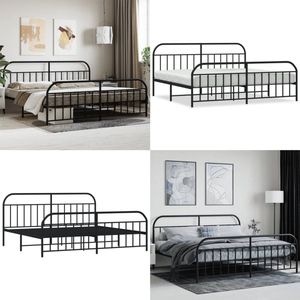 vidaXL Bedframe met hoofd- en voeteneinde metaal zwart 200x200 cm - Bedframe - Bedframes - Tweepersoonsbed - Bed