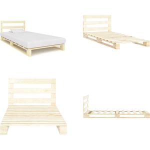 vidaXL Bedframe pallet massief grenenhout 100x200 cm - Bedframe - Bedframes - Bed - Bedden