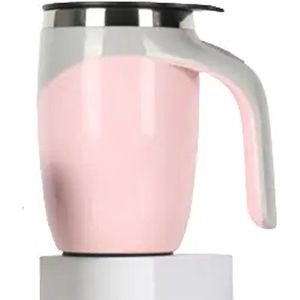 Elektrische Mok Royal Empire - thermobeker - Automatische Roeren Van Drinken - Koffie Thee - Rvs Elektrische Opwarmen - Smart Mixer - Koffie Melk Mengen Innovatieve Thermobeker - Zelf Mengende Koffiemok - Wit - USB lader - Roze