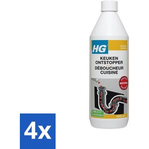 HG - Keukenontstopper - Biologisch Afbreekbaar - Organische Enzymen - 1L - Voordeelverpakking - 4 stuks