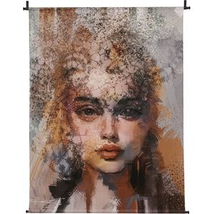HD Collection Wandkleed Vrouw Profiel - Velvet - Oranje - 140x170 cm (BxH) - Incl. Roede en Haken