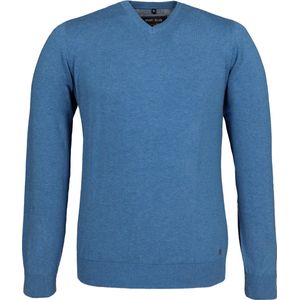 MARVELIS modern fit trui katoen - V-hals - lichtblauw - Maat: 4XL