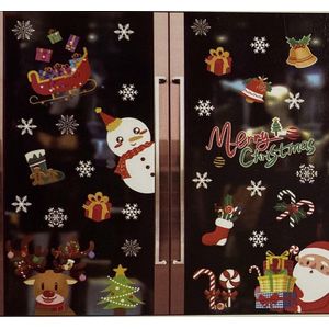 Kerst raamstickers - Kerstversiering – Kerststickers – Kerst raamdecoratie – Kerstdecoratie voor binnen – 6 vellen – Kerstman, Rendier, Merry Christmas en meer -Dubbelzijdige afbeelding