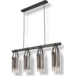 Belanian.nl - Vintage Metaal en Glas Hanglamp - hanglamp zwart, grijs, 4 lichts