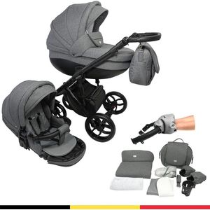 P'tit Chou Trento Grigio - Complete 2 in 1 Kinderwagen set - Buggy + Incl. Accessoires & Maxi-Cosi adapters