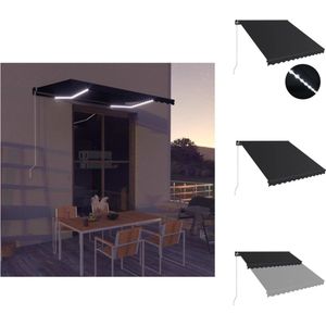 vidaXL Zonwering - 350 x 250 cm - Aluminium frame - Waterbestendig en UV bestendig - Met LED-verlichting - Vensterzonwering