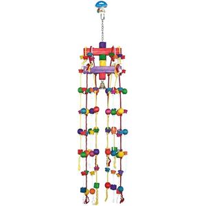 Carrouseltouw met kleurrijke blokjes en bel - Speeltjes - Benodigdheden - Vogelspeelgoed