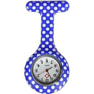 Fako® - Verpleegstershorloge - Zusterhorloge - Verpleegster Horloge - Siliconen RVS Print - Stippen Blauw