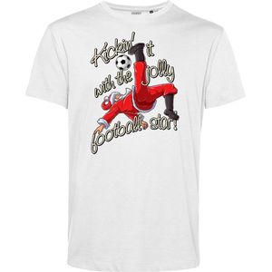 T-shirt Kickin' It With Santa | Foute Kersttrui Dames Heren | Kerstcadeau | Kerstpakket | Wit | maat XXL