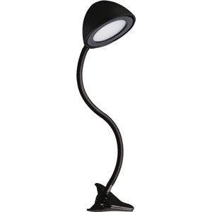 Roni Klemlamp, incl. 1 x LED,SMD,4,0 Watt,4100K,290 Lm. Kunststof, Zwart, Armatuur: Kunststof, Zwart L:12cm, H:60,0cm, Ø:11,0cm Snoerschakelaar,Flexibel