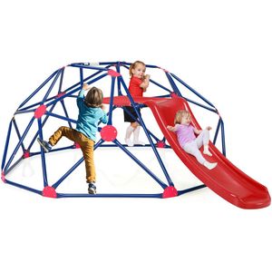 VORLOU - Klimkoepel met glijbaan - koepelvormig - klimrek met stoffen platform - 180 kg draagvermogen - buiten- en binnenspeeltuin - voor 3-10 jaar - ideaal voor sportschool - achtertuin