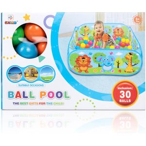 Decopatent® Ballenbak Incl 30 Stuks Ballenbak ballen - Vrolijke Dieren print - Baby - Peuter - Ballenbak met 30 ballen voor ballenbak