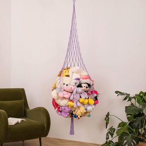 Macramé pluchen net of hangmat, slechts één haak. Handig voor hoeken, muren en plafonds, voor het ophangen van knuffels