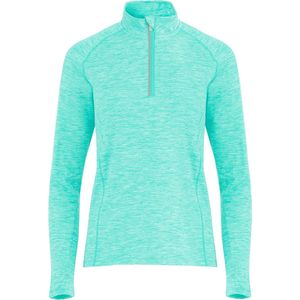 Heather Mint groen dames sportshirt van technisch weefsel met raglanmouwen en halve rits, reflecterende details model Melbourne maat S