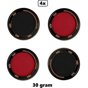 4x PXP Professional Colours 30 gram zwart en rood - Schmink thema feest party verjaardag kids festival