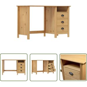 vidaXL Bureaublad - Computertafel - Bureau Hill 3 lades 120x50x74 cm massief grenenhout - Bureau - Schrijfbureau - Home Office