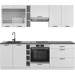 Vicco Fame-Line Complete keukeneenheid – 235 cm , WB Antraciet Wit landhuis/wit , WB Antraciet