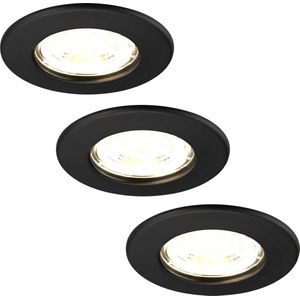 Ledvion Set van 3 LED Inbouwspots Dimbaar, Zwart, IP65, 5W, ø84mm, Badkamer Inbouwspots, Plafondspot Inbouwspots, Dimbare Inbouwspot, 5 jaar Garantie