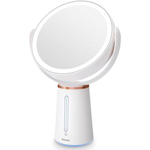 LED Make-up Spiegel met 1x/10x Vergroting en Dimbare Helderheid - Dubbelzijdige Cosmeticaspiegel voor Thuis en Onderweg