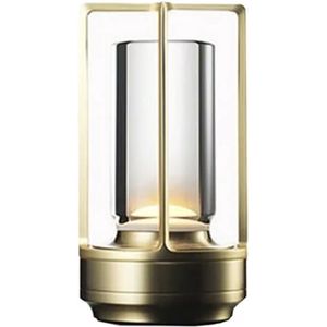 Toderni® Tafellamp Oplaadbaar Industrieel - Tafellamp Slaapkamer Bureau Woonkamer - Tafellamp met Kap - Metalen Lamp - Tafellamp Draadloos zonder Snoer - Buitenlamp Oplaadbaar - Nachtlamp - leeslamp - Sfeerverlichting - Goud