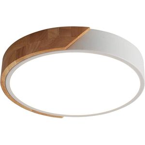 Moderne LED plafondlamp 24W koel wit 6000K 1600LM houten rond - Ø30cm - voor lounge hal thuiskantoor veranda binnen