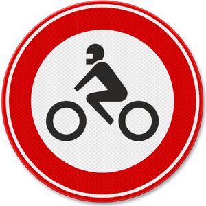 Verkeersbord C11 gesloten voor motorfietsen - aluminium DOR 400 mm Klasse 2 - 10 jaar garantie