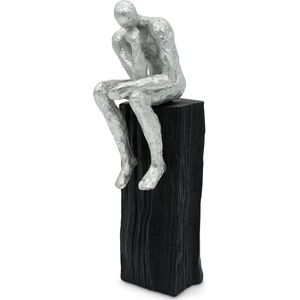 Sculptuur ""De Denker"" - Modern decoratief figuur van marmoriet 29 cm groot als inspiratie - decoratief figuur modern als standbeeld voor decoratie woonkamer, bureau decoratie & kantoor decoratie