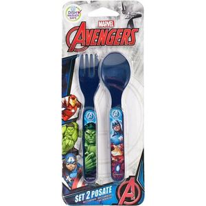 Marvel Avengers - 2-delig bestek van hard plastic - Blauw - Lepel en Vork - kinderbestek